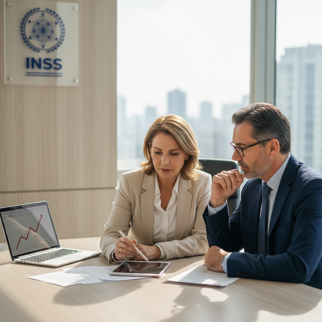 Imagem profissional de blog sobre: "Como solicitar a revisão de benefícios do inss para aumentar o valor da aposentadori